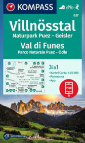 Carta escursionistica Kom 627. Villnösstal, Val di Funes. Con carta escursionistica