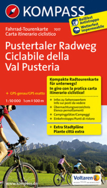 Carta cicloturistica tour n. 7017. Ciclabile della Val Pusteria-Pustertaler Radweg