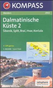 Carta escursionistica n. 2902. Croatia. Dalmatinische Kuste 1:100.000. Adatto a GPS. Digital map. DVD-ROM. 2: Sibenik, Slit, Brac, Hvar, Korcula