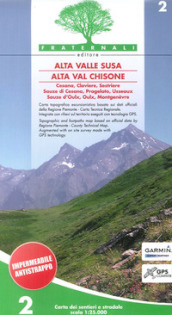 Carta n. 2. Alta valle Susa, alta val Chisone. Carta dei sentieri e stradale scala 1:25.000