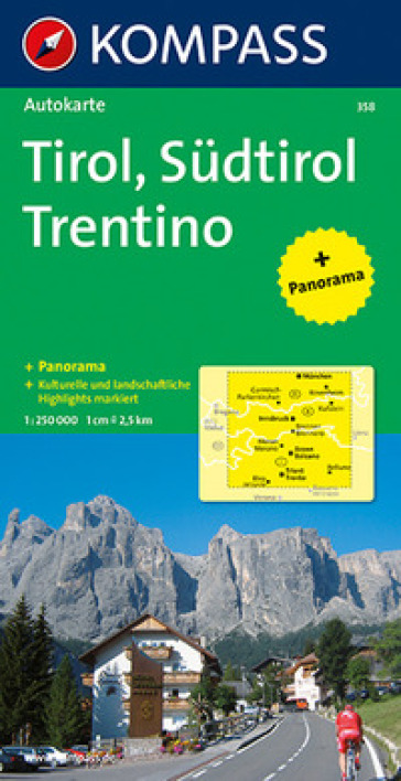 Carta stradale e panoramica n. 358. Tirolo, Alto Adige, Trentino-Tirol, Sudtirol, Trentino 1:50.000. Ediz. bilingue