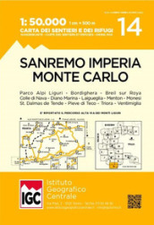 Carte n. 14 San Remo, Imperia, Monte Carlo 1:50.000. Carta dei sentieri e dei rifugi