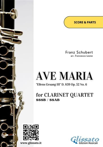 Clarinet Quartet "Ave Maria" by Schubert (score & parts)