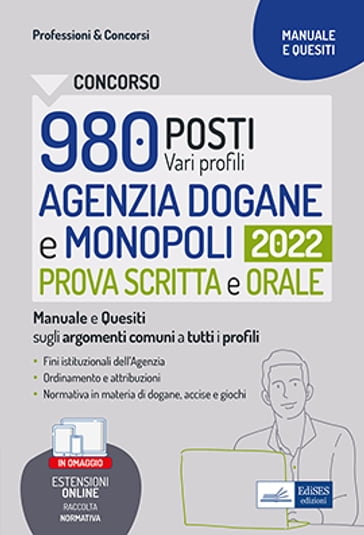 Concorso 980 posti vari profili - Agenzia Dogane e Monopoli