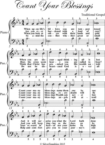 Count Your Blessings Easy Piano Sheet Music