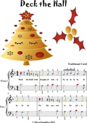 Deck the Hall Easy Elementary Piano Sheet Music with Colored Notes