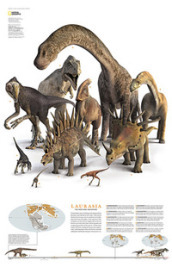 Dinosauri nel continente Laurasia. Carta murale