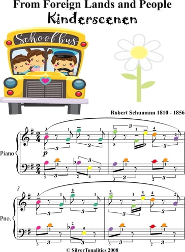 From Foreign Lands and People Kinderscenen Easy Piano Sheet Music with Colored Notes