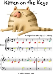 Kitten on the Keys Beginner Piano Sheet Music with Colored Notes