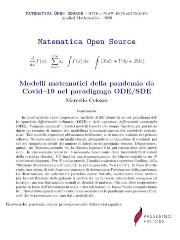 Modelli matematici della pandemia da Covid19 nel paradigmga ODE/SDE