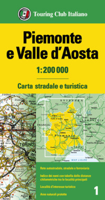 Piemonte e Valle d'Aosta 1:200.000. Carta stradale e turistica