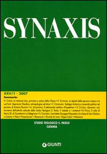 Quaderni di Synaxis. 25/1.