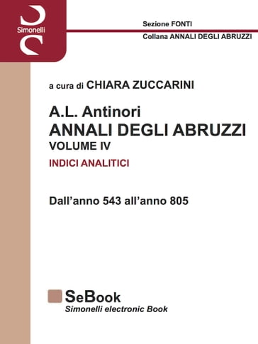 SA.L. ANTINORI - ANNALI DEGLI ABRUZZI - INDICI ANALITICI VOLUME IV