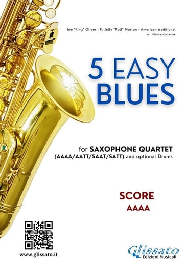 Score "5 Easy Blues" for Saxophone Quartet AAAA