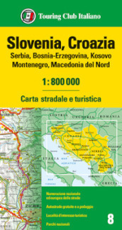 Slovenia, Croazia, Serbia, Bosnia Erzegovina, Montenegro, Macedonia 1:800.000. Carta stradale e turistica