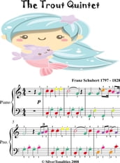 The Trout Easy Piano Sheet Music with Colored Notes