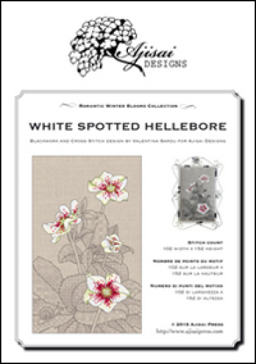 White spotted hellebore. Cross stitch blackwork design. Ediz. italiana, inglese e francese